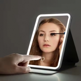 Manufacturer Custom Logo Ipad Style Rechargeable Desktop Beauty Portable Folding Travel Cosmetic Makeup Mirror With Led Light