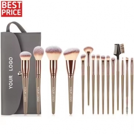 Wholesale Vegan Makeup Brush Set For Eye Shadow Professional Makeup Tool Custom Private Label Black Brown 15pcs Makeup Brush Set