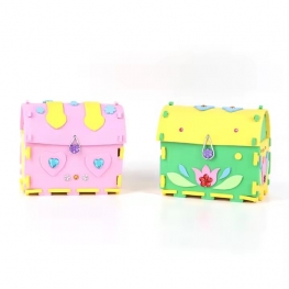 Children DIY Craft Kits 3D EVA Foam Creative Handmade Paste Treasure Chest