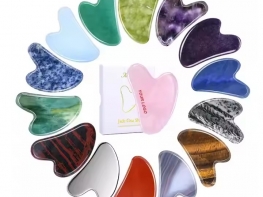 SFM Natural Jade Scraping Blade Crystal Semi-Precious Stone Scraping Stone V Face Facial Massage Finger Scraping Tool Gua Sha